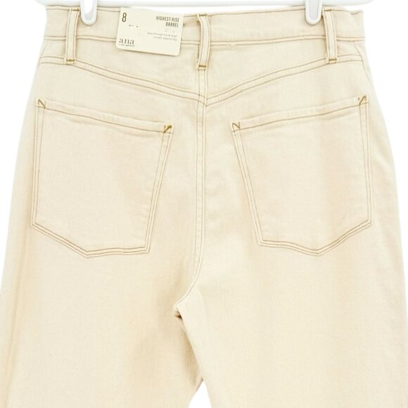 A.n.a Women's High-Rise Stretch Cream Curve Tapered Barrel Denim Jeans Size 8 NW - Picture 4 of 12